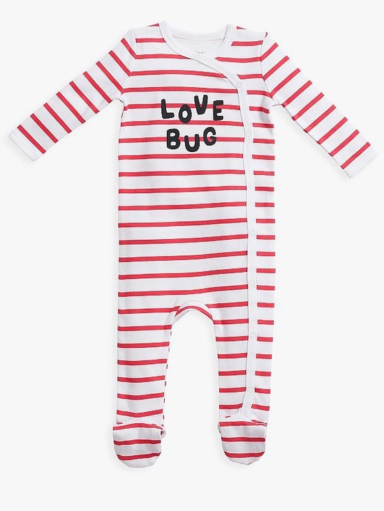 Pottery Barn Other - Pottery Barn Kids 100% Organic Cotton Baby Footie Pajama 3-6M Love Bug Striped